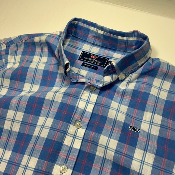 Vineyard Vines Plaid‎ Whale Shirt Button Down Long Sleeve Cotton YOUTH XL 18 - Picture 5 of 6
